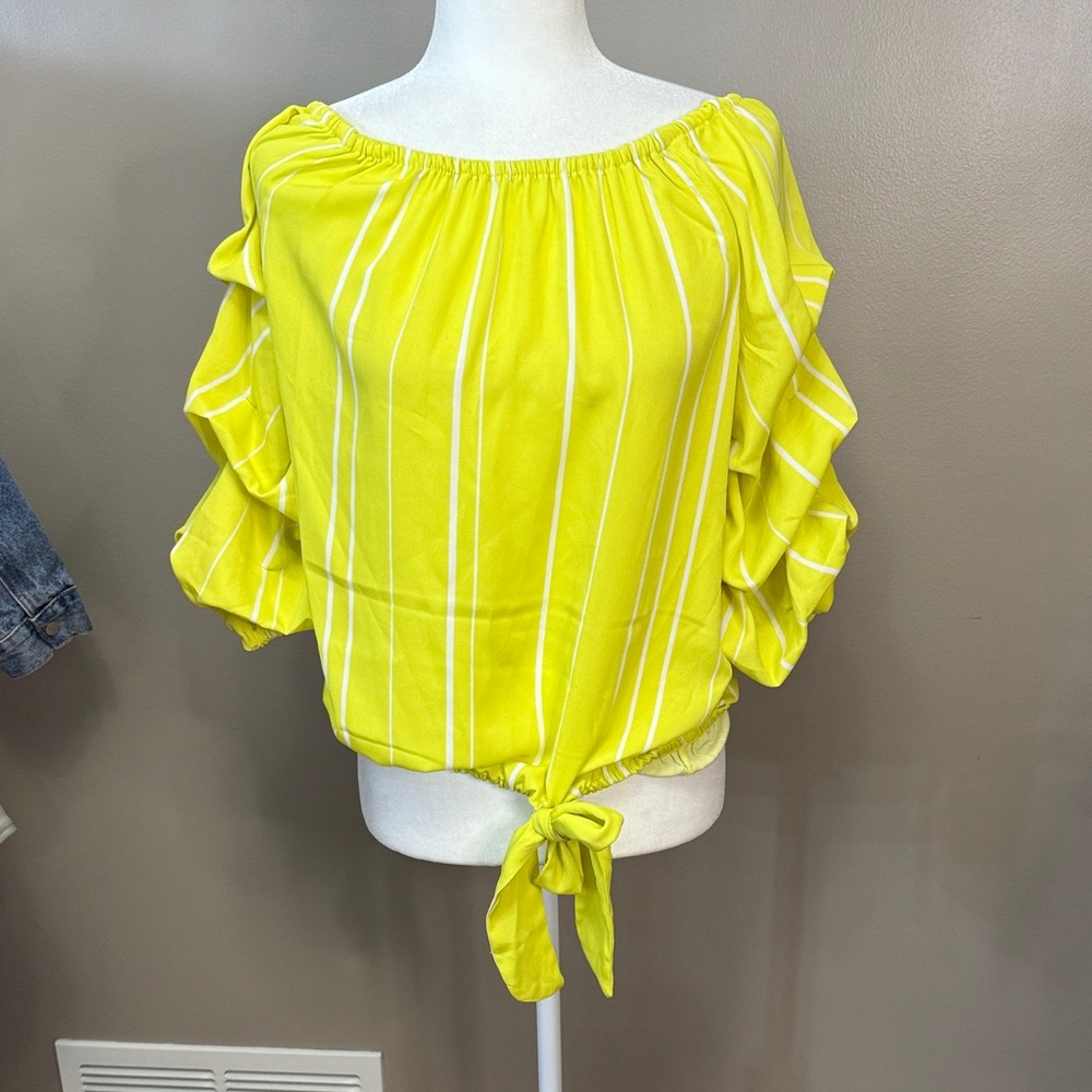 Vince Camuto Yellow Striped Blouse